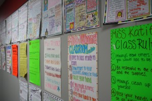Ready, Set, Teach! students' classroom rules posters are displayed in the hallway