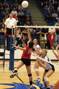 Sophomore Bear Bass was one of the standouts of the Coppell-Allen volleyball match-up.