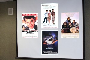 Library showing 80s movies