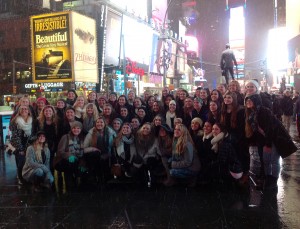 The entire CHS Lariette drill team went to New York City this past weekend to take dance classes and explore the city. Photo provided by Kate Dastur. 