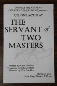 Last night, the Coppell Theatre Department performed the play “The Servant of Two Masters” in preparation for their UIL Competition this Saturday, March 28. Photo by Sarah VanderPol.