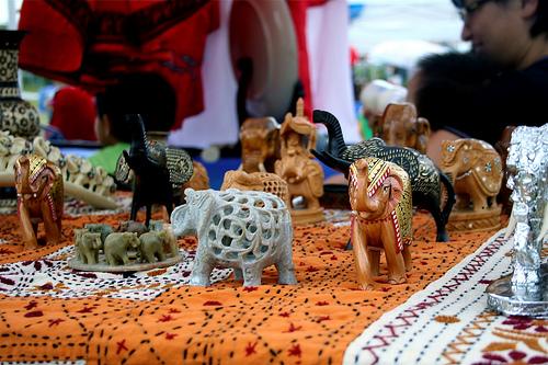 Different booths at the Festival of Nations on Sept. 12 featured individual trinkets from the different cultures represented in Coppell. Shown above are the elephant carvings, made in the Indian culture. 