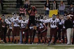 Nic Johnston catching the interception. Photo by Tyler Morris