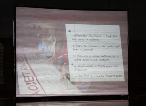 Rachel's Challenge The five challenges issued by Rachel's Challenge. Photo by Tyler Morris.