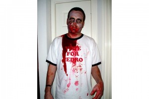 English teacher Matt Bowden plays a lively zombie in the first Halloween film fellow English teacher Michael Vergien created. Photo courtesy Michael Vergien