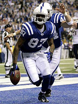 50520240 Reggie Wayne (87) had 10 catches for 126 yards on the night in the Colts 35-34 win over the Patriots