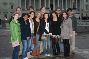 The Sidekick Editor in front of the Nation's Capital while on their trip in Washington DC.