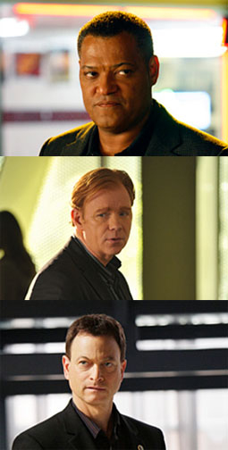 Actors Laurence Fishburne (top) David Caruso (middle) Gary Sinise (bottom). 