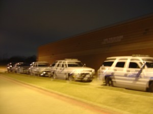 Students saw these police and assumed drug bust. This picture would be cool if it weren't blurry. 