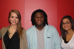 DECA officers, junior Hanna Rucker, senior Cody Blake, and junior Cynde LeBlanc