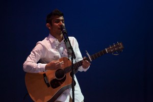 Sophomore Guarav Bagaria performs with his band, Backstage Disco, in the talent show. Photo by Lauren Ussery. 