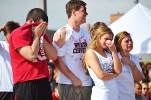 In the mock accident, seniors Preston Ramsey, Austin Gardner,  