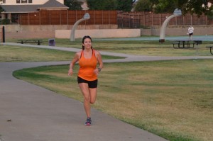 Ortigoza strides through the ninth mile of her 16 mile saturday morning run in preparation for her next marathon. Photo by Sandy Iyer.