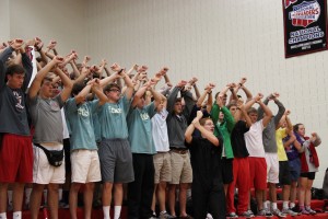 Coppell's famous student section cheers on the Cowgirls volley ball team.  Coppell defeated Hebron 3-1.