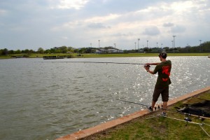 Senior Austin Anderson fishes at Andy Brown on April 2. Anderson holds a junior world record for a 50 pound fish he caught in 2012. Photo by Shannon Wilkinson