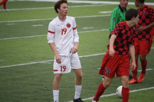 Senior Chris Madden takes a step back in the State Championship game. Photo by Mark Slette.