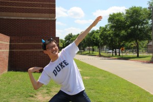 Valedictorian Harry Ahn poses in a Duke University t-shirt. Ahn will be attending Duke University starting Fall of 2014.
