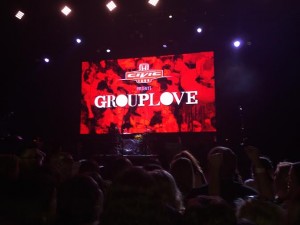 The first screen the crowd saw before Grouplove made their way on stage. Photo by Sloane Samberson.