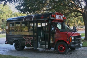 The exterior of the bus features the iconic cheer for Coppell High School, "GO COWBOYS", as well as the logo for Coppell High School to promote school spirit. It also contains a painting of a football and golf ball as well as Jacob Logan's jersey number "21" painted in the well-known blue color to pay respects to various sports teams at Coppell High School as well as the loss of Logan in Oct. 2012. Photo by Tuulia Koponen.