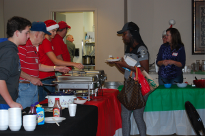 Parents from south Dallas were shuttled to Valley Ranch Baptists Church on Dec. 13 to eat a nice meal before shopping for free gifts for their children in the Christmas Store. Photo by Summer Crawford. 
