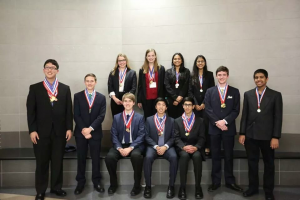 The Coppell High School Academic Decathlon team competed at regionals on Jan. 30-31, leaving victorious with a CHS record score and first place overall. Many team members won individual placements, such as highest score in the state. Photo courtesy of Tricia Lynn Tomasky. 