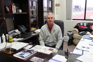 Crawford has coached at such places as Tatum, Lorena and Plano East. He settled at Coppell to become the athletics director and give up coaching. Photo by Kelly Monaghan.