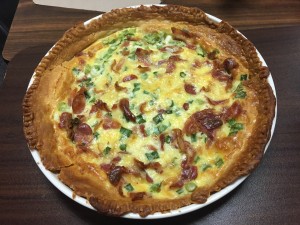 This quiche features salty pancetta (italian bacon) and three different types of cheese. It is super decadent even without heavy cream. Photo by Kelly Monaghan