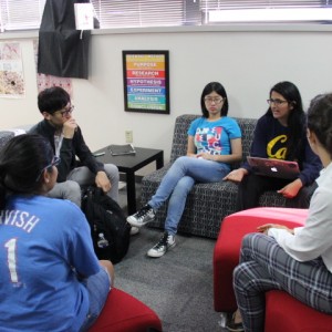 Coppell High School senior Saman Hemani discusses her plans for this year’s Red Cross Club during its first meeting on Tuesday. Hemani is the president of the club for this school year. Photo by Ayoung Jo.