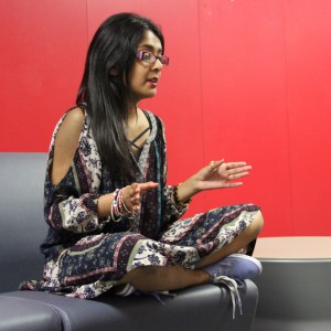 Coppell High School junior Saira Haque discusses the effect that the Supreme Court’s recent ruling on equal marriage will have on the United States at the GSA club meeting on Sept. 28. On June 26, the court ruled that the right to equal marriage is guaranteed in the constitution and equal marriage became legal in all 50 states. Photo by Maggie Theel.