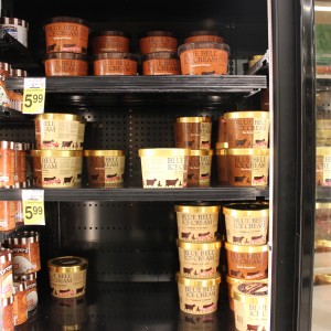 Blue Bell ice cream returns to the Dallas area the morning of Nov. 2. By the afternoon over half of the supply is already sold out in the Coppell Tom Thumb and in the evening many stores were sold out of all Blue Bell products. Photo by Kelly Monaghan.