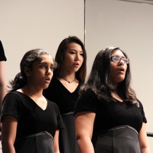 The Coppell High School Bella Voche choir performs the first song of Tuesday night’s performance during the Winter Choir concert. Many different choirs performed during the show, which began at 7:30 p.m. in the CHS auditorium. Photo by Amanda Hair.