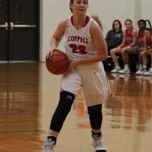 Coppell High School junior power forward Abby Meyer looks for a pass Tuesday night at Coppell High School in their 33-32 victory against Grapevine. 