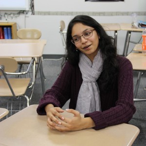 Coppell High School UNICEF Club Vice President Rutuja Joshi discusses ways the UNICEF Club affects the children they raise money for on Dec. 2. The UNICEF Club hosts an event or fundraiser then turns in the donations raised to help save children in several countries around the world.