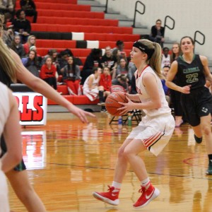 Coppell High School Junior Guard Paige Haas Prepares To Shoot A Basket During Tuesday Night’s Home Game Played In The CHS Large Gym Against Southlake Carroll, Which They Lost 37-55. Haas Scored Five Points In The Game Overall. Photo By Kelly Monaghan.